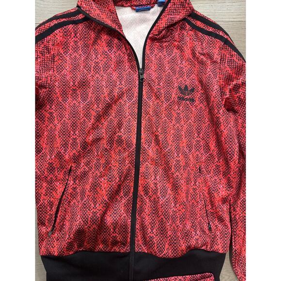 Adidas Red Snakeskin 2 Piece Jacket & Pants Sporty Active Tracksuit Set Medium - Picture 3 of 8